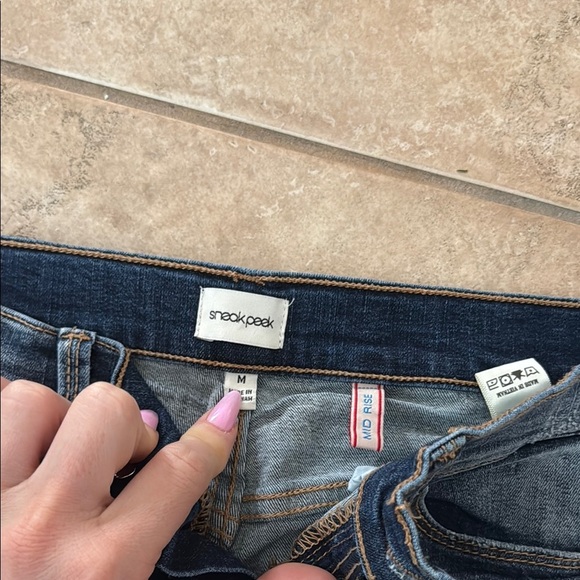 Sneak Peek Blue Jean Shorts with Distinctive Side Stripes - Picture 2 of 4